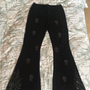 Black Bell Bottoms Bead Embellished